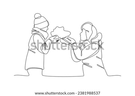 Continuous one line drawing Winter activities. Winter concept. Doodle vector illustration.