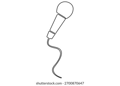 Desenho contínuo de uma linha de microfone com fio ilustração minimalista
