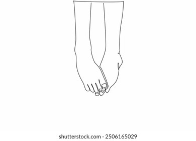 Continuous one line drawing without wearing shoes, one foot stepping on the other. Acute poverty. Can't afford sandal or shoe. National Shoe The World Day. Single line draw design vector illustration