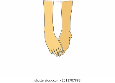 Continuous one line drawing without wearing shoes, one foot stepping on the other. Acute poverty. Can't afford sandal or shoe. National Shoe The World Day. Single line draw design vector illustration