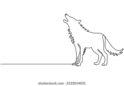 Continuous one line drawing of wolf animals concept single line outline vector design, wolf dog dangerous head one line art design vector, wolf one line art