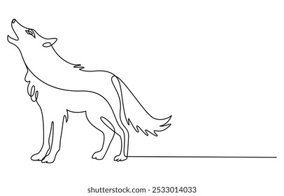 Continuous one line drawing of wolf animals concept single line outline vector design, wolf dog dangerous head one line art design vector, wolf one line art