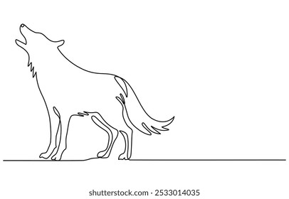 Continuous one line drawing of wolf animals concept single line outline vector design, wolf dog dangerous head one line art design vector, wolf one line art