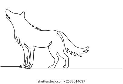 Continuous one line drawing of wolf animals concept single line outline vector design, wolf dog dangerous head one line art design vector, wolf one line art