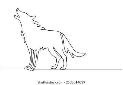 Continuous one line drawing of wolf animals concept single line outline vector design, wolf dog dangerous head one line art design vector, wolf one line art