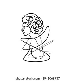 Continuous one line drawing woman face. Woman face line art