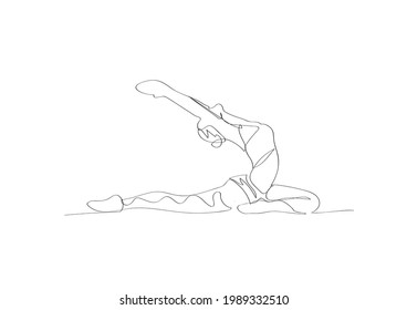 Continuous One Line Drawing Of Woman Doing Yoga. Vector Illustration Minimalism 