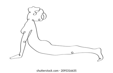 Continuous one line drawing of  woman doing yoga pose.