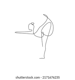 Continuous one line drawing. Woman sitting yoga pose cross legged meditating. Vector illustration