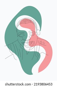 Continuous one line drawing. Woman hold her baby. Vector illustration
