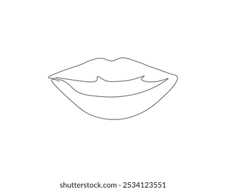 Dibujo continuo de una línea de labio de mujer. Ilustración de dibujo de una línea de labio de mujer. Belleza, maquillaje, moda, concepto de cuidado de una sola línea. Esquema editable