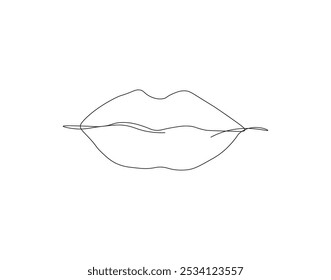 Dibujo continuo de una línea de labio de mujer. Ilustración de dibujo de una línea de labio de mujer. Belleza, maquillaje, moda, concepto de cuidado de una sola línea. Esquema editable