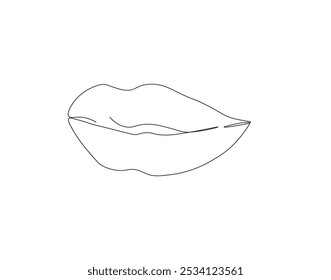 Dibujo continuo de una línea de labio de mujer. Ilustración de dibujo de una línea de labio de mujer. Belleza, maquillaje, moda, concepto de cuidado de una sola línea. Esquema editable