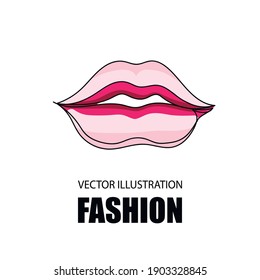 Continuous one line drawing a woman's lips drawing. Vector illustration.