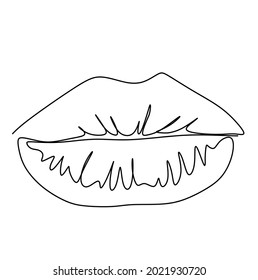 Continuous one line drawing of  woman's lips. Vector illustration modern single line draw for poster or wall decoration and beauty promotion media