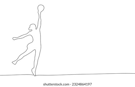 Continuous one line drawing women volleyball. Vector illustration game concept line art, outline silhouette.