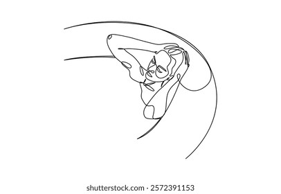 Continuous one line drawing of women taking bath, Beautiful lady enjoying bathing as drinking caffeine beverage metaphor. Concept of beauty treatments, self care, sensory deprivation.