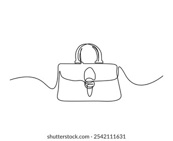 Continuous one line drawing of womens hand bag. Lady's bag single line art vector illustration. Editable vector. 
