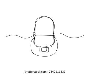 Continuous one line drawing of womens hand bag. Lady's bag single line art vector illustration. Editable vector. 
