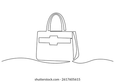 Continuous one line drawing of Women's handbags. Single line drawing illustration of HandBags. Fashionable style concept vector art. Doodle line illustration.