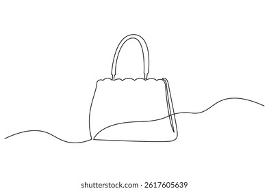 Continuous one line drawing of Women's handbags. Single line drawing illustration of HandBags. Fashionable style concept vector art. Doodle line illustration.