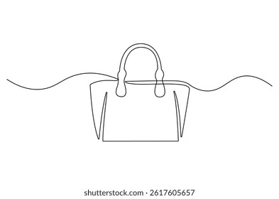 Continuous one line drawing of Women's handbags. Single line drawing illustration of HandBags. Fashionable style concept vector art. Doodle line illustration.