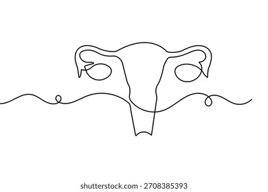 Dibujo continuo de una línea del útero de las mujeres en elegante arte de Ilustración vectorial de contorno minimalista