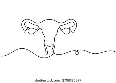 Dibujo continuo de una línea del útero de las mujeres en elegante arte de Ilustración vectorial de contorno minimalista