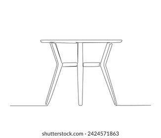 Continuous one line drawing of wooden round table. Living room table single outline vector illustration. Interior and furniture concept, editable stroke.