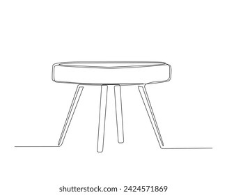Dibujo continuo de una línea de mesa redonda de madera. Ilustración vectorial de contorno único de mesa de salón. Concepto de interior y mobiliario, trazo editable.