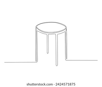 Continuous one line drawing of wooden round table. Living room table single outline vector illustration. Interior and furniture concept, editable stroke.