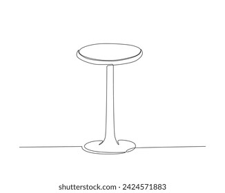 Continuous one line drawing of wooden round table. Living room table single outline vector illustration. Interior and furniture concept, editable stroke.