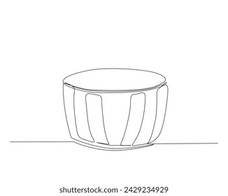 Continuous one line drawing of wooden round table. Living room table single outline vector illustration. Interior and furniture concept, editable stroke.