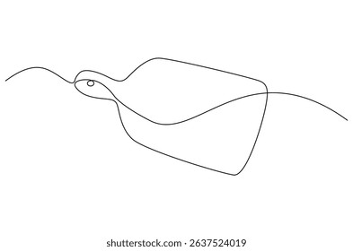 Continuous one line drawing of Wooden cutting board. Single line drawing illustration of Empty wooden cutting board. Kitchen utensils concept vector art. Doodle line illustration.
