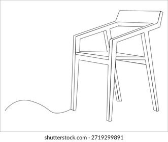 Dibujo continuo de una línea de silla de madera. Ilustración de dibujo de una línea de silla de madera. Concepto de silla de madera arte de línea. Esquema editable