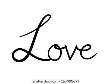 Continuous one line drawing of word LOVE, vector minimalist black and white illustration of love valentine concept