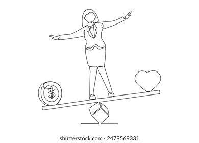 Continuous one line drawing work life balance icon. Surprise gift. Work life balance. Manage time well. Single line draw design vector illustration