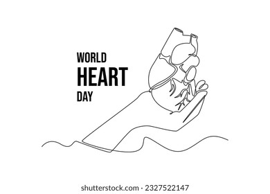 Continuous one line drawing World Heart Day concept. Single line draw design vector graphic illustration.