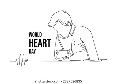 Continuous one line drawing World Heart Day concept. Single line draw design vector graphic illustration.