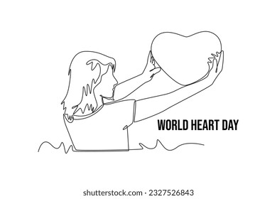 Continuous one line drawing World Heart Day concept. Single line draw design vector graphic illustration.
