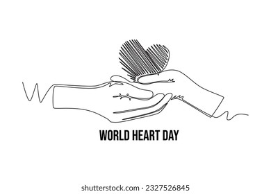 Dibujo continuo en una línea del concepto del Día Mundial del Corazón. Ilustración gráfica vectorial de diseño de líneas simples.
