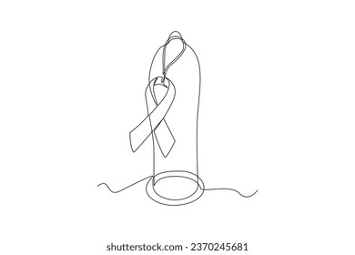 Una línea contínua que dibuja el concepto del Día Mundial contra el SIDA. Icono de concientización sobre el SIDA para afiche, pancarta, camiseta. Ilustración del vector Doodle.