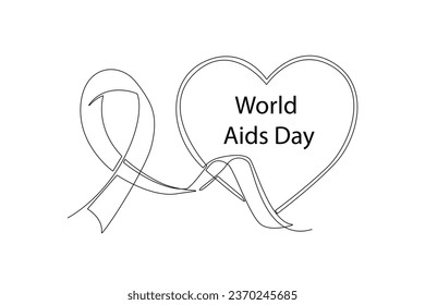 Una línea contínua que dibuja el concepto del Día Mundial contra el SIDA. Icono de concientización sobre el SIDA para afiche, pancarta, camiseta. Ilustración del vector Doodle.