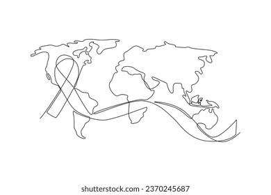 Continuous one line drawing World AIDS Day concept. Aids Awareness icon design for poster, banner, t-shirt. Doodle vector illustration.