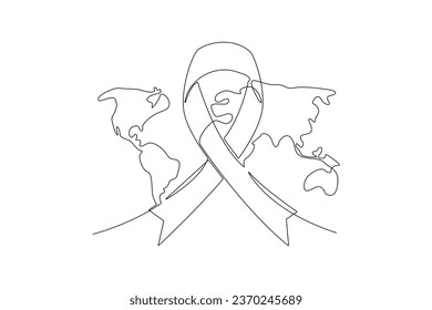 Una línea contínua que dibuja el concepto del Día Mundial contra el SIDA. Icono de concientización sobre el SIDA para afiche, pancarta, camiseta. Ilustración del vector Doodle.