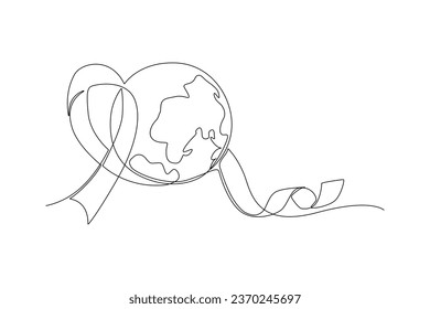 Continuous one line drawing World AIDS Day concept. Aids Awareness icon design for poster, banner, t-shirt. Doodle vector illustration.