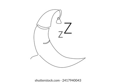 Continuous one line drawing World sleep day concept. Doodle vector illustration.