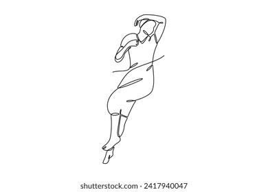 Continuous one line drawing World sleep day concept. Doodle vector illustration.