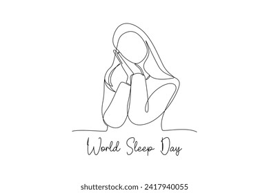 Continuous one line drawing World sleep day concept. Doodle vector illustration.