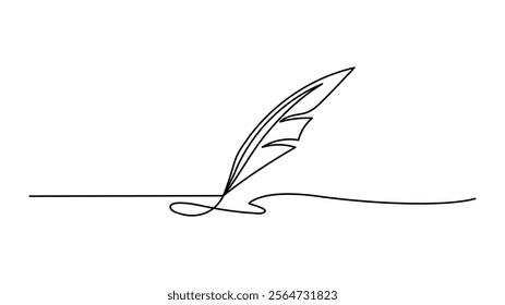 Continuous one line drawing writing pen ,minimalist linear illustration made of single line vector illustration